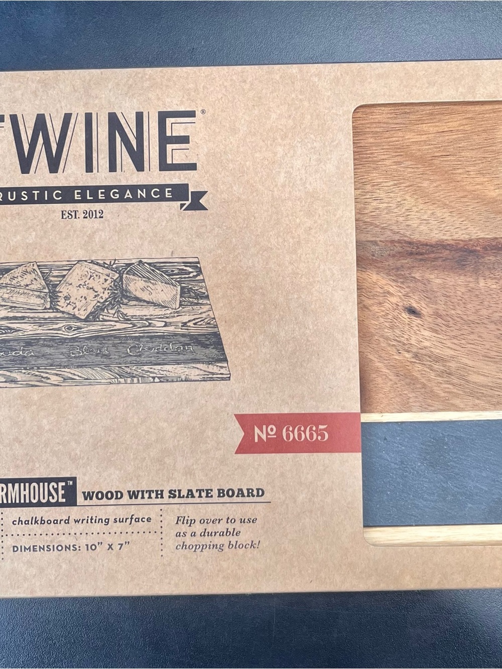 Charcuterie Wood & Slate Serving Board - Natural Brown